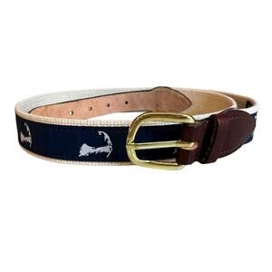 Cape Cod Canvas & Leather Trim Preppy Belt M